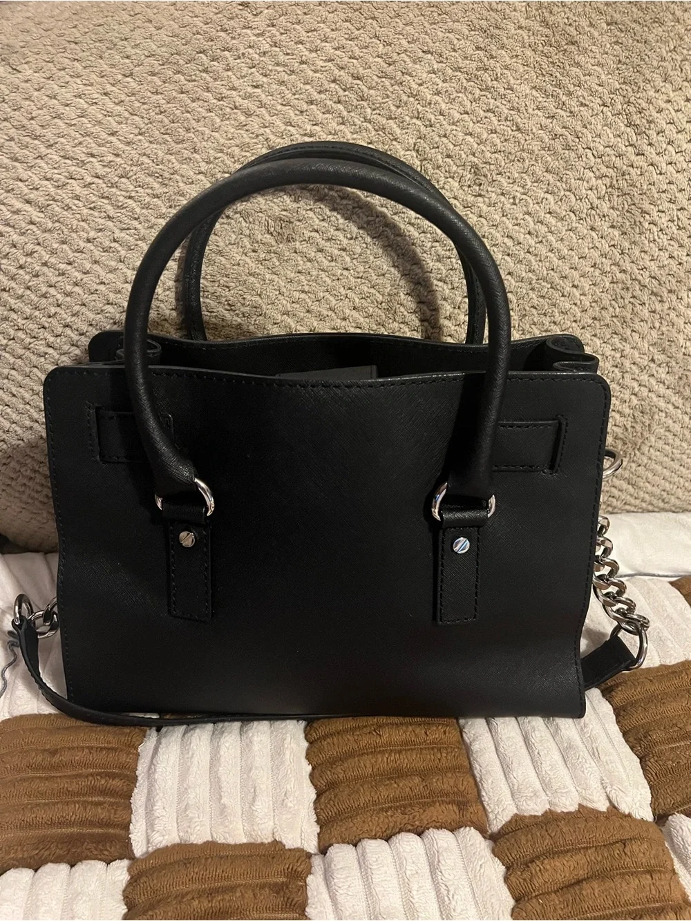 Michael Kors Black Medium Hamilton Satchel In Saffiano Leather EUC!